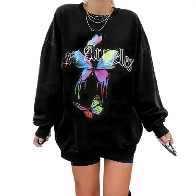 Black Butterfly Letter Print Oversized Sweatshirt Women Loose O-neck Long Sleeve Pullover Thin Brand Fashion Tops 2021 Autumn
Black Butterfly Letter Print Oversized Sweatshirt Women Loose O-neck Long Sleeve Pullover Thin Brand Fashion Tops 2021 Autumn