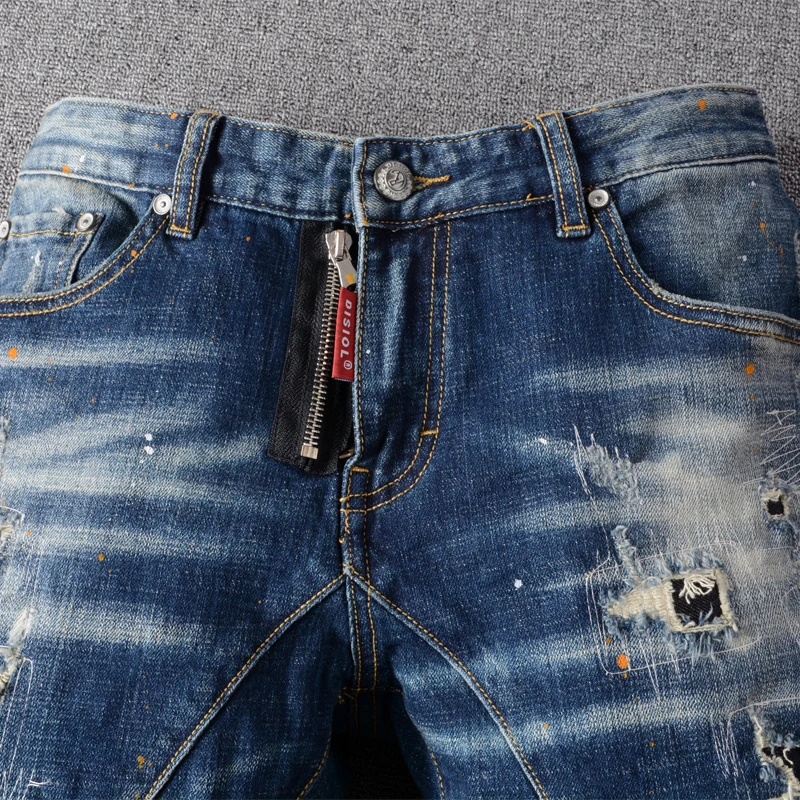 Italian Style Fashion Men Jeans Retro Blue Slim Fit Elastic Ripped Jeans Men Punk Pants Spliced Designer Hip Hop Jeans Homme
Italian Style Fashion Men Jeans Retro Blue Slim Fit Elastic Ripped Jeans Men Punk Pants Spliced Designer Hip Hop Jeans Homme