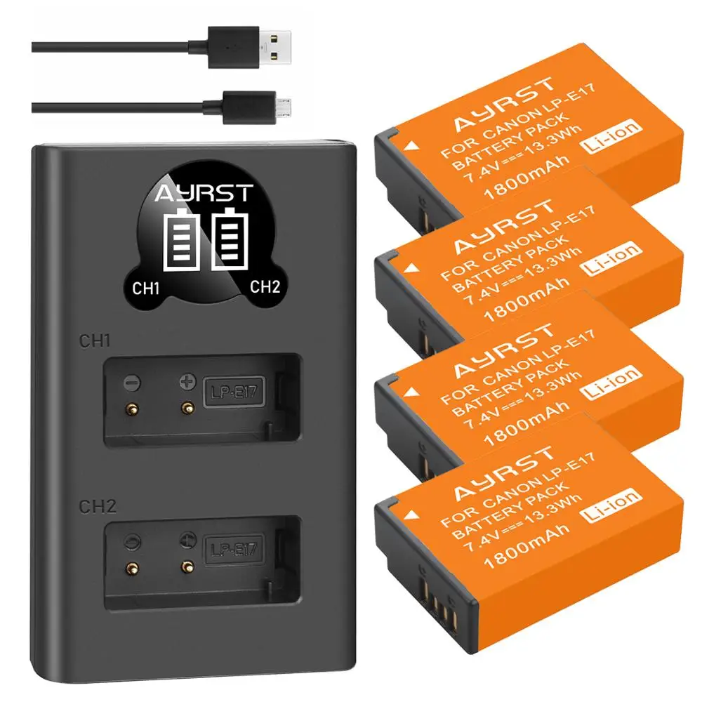 1800mAh LPE17 LP E17 LP-E17 Battery + 2-slot dual charger for Canon EOS 200D M3 M5 M6 750D 760D T6i T6s 800D 8000D Kiss X8i SL2 |