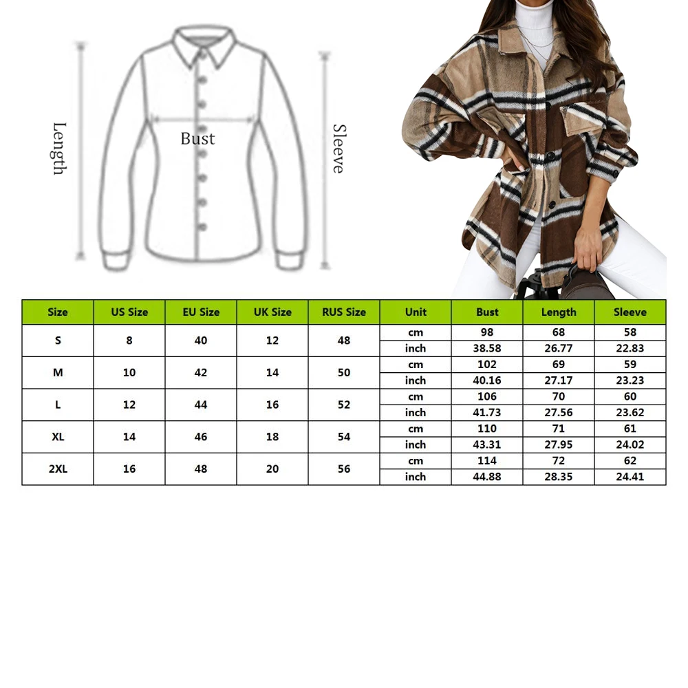 New Arrival Winter Women Long Sleeve Woolen Coats Fashion Ladies Thick Plaid Coat Female Streetwear Lapel Worm
New Arrival Winter Women Long Sleeve Woolen Coats Fashion Ladies Thick Plaid Coat Female Streetwear Lapel Worm
