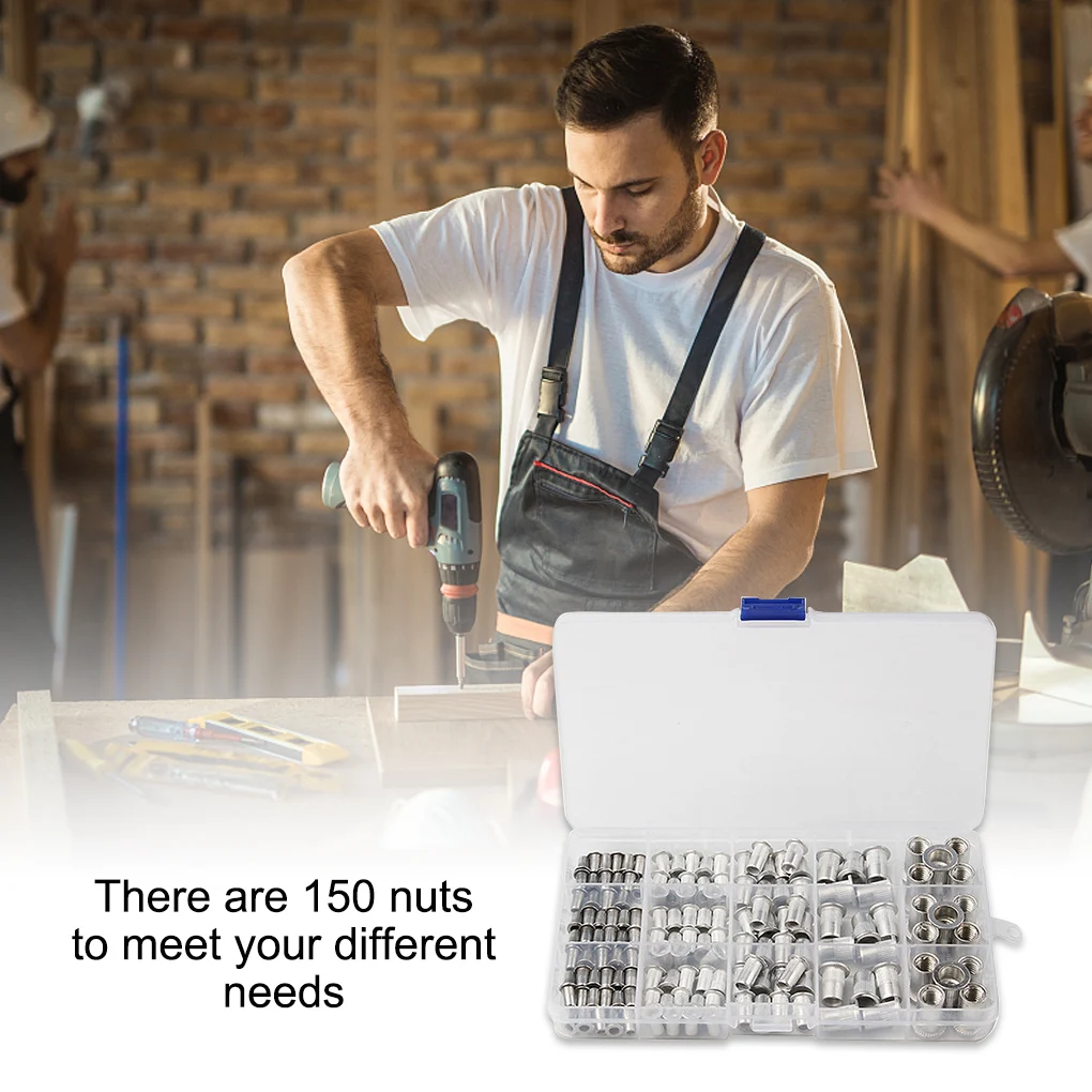 150Pcs Rivet Nuts Aluminum Rivetnuts Blind Set Nutserts Threaded Insert Nutsert Cap Flat Head Rivet Nuts M3/M4/M5/M6/M8
150Pcs Rivet Nuts Aluminum Rivetnuts Blind Set Nutserts Threaded Insert Nutsert Cap Flat Head Rivet Nuts M3/M4/M5/M6/M8