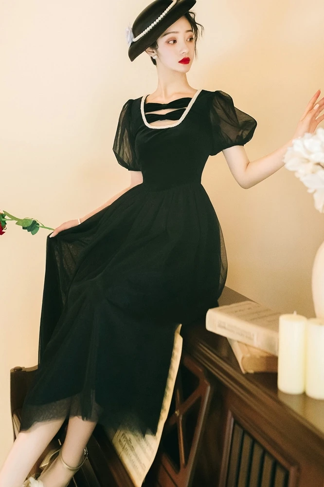 2021 Early Spring New French Vintage Style Black Patchwork Skirt Mesh Long Dress Sexy for Women
2021 Early Spring New French Vintage Style Black Patchwork Skirt Mesh Long Dress Sexy for Women