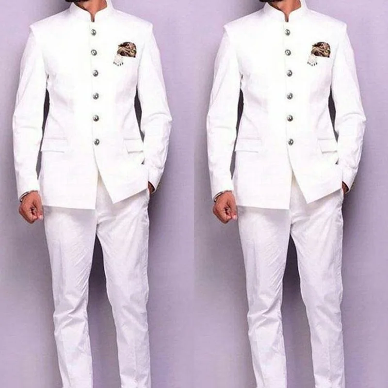 Stand Collar Men Suit Two Pieces Male Wedding Groom White Slim Fit Men Business Blazer Prom Party Tuxedo(Jacket+Pant+)
Stand Collar Men Suit Two Pieces Male Wedding Groom White Slim Fit Men Business Blazer Prom Party Tuxedo(Jacket+Pant+)