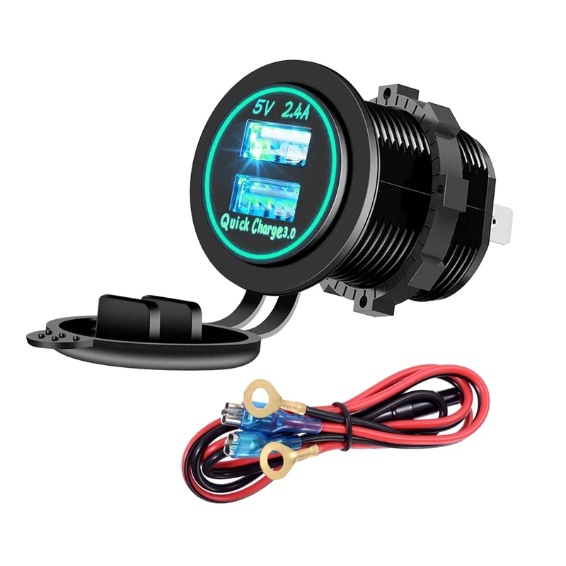 Motorcycle Dual USB Charger 12-24V Quick Charge 3.0 Fast Charger with LED Indicator for Boat Motorcycle Truck Golf
Motorcycle Dual USB Charger 12-24V Quick Charge 3.0 Fast Charger with LED Indicator for Boat Motorcycle Truck Golf
