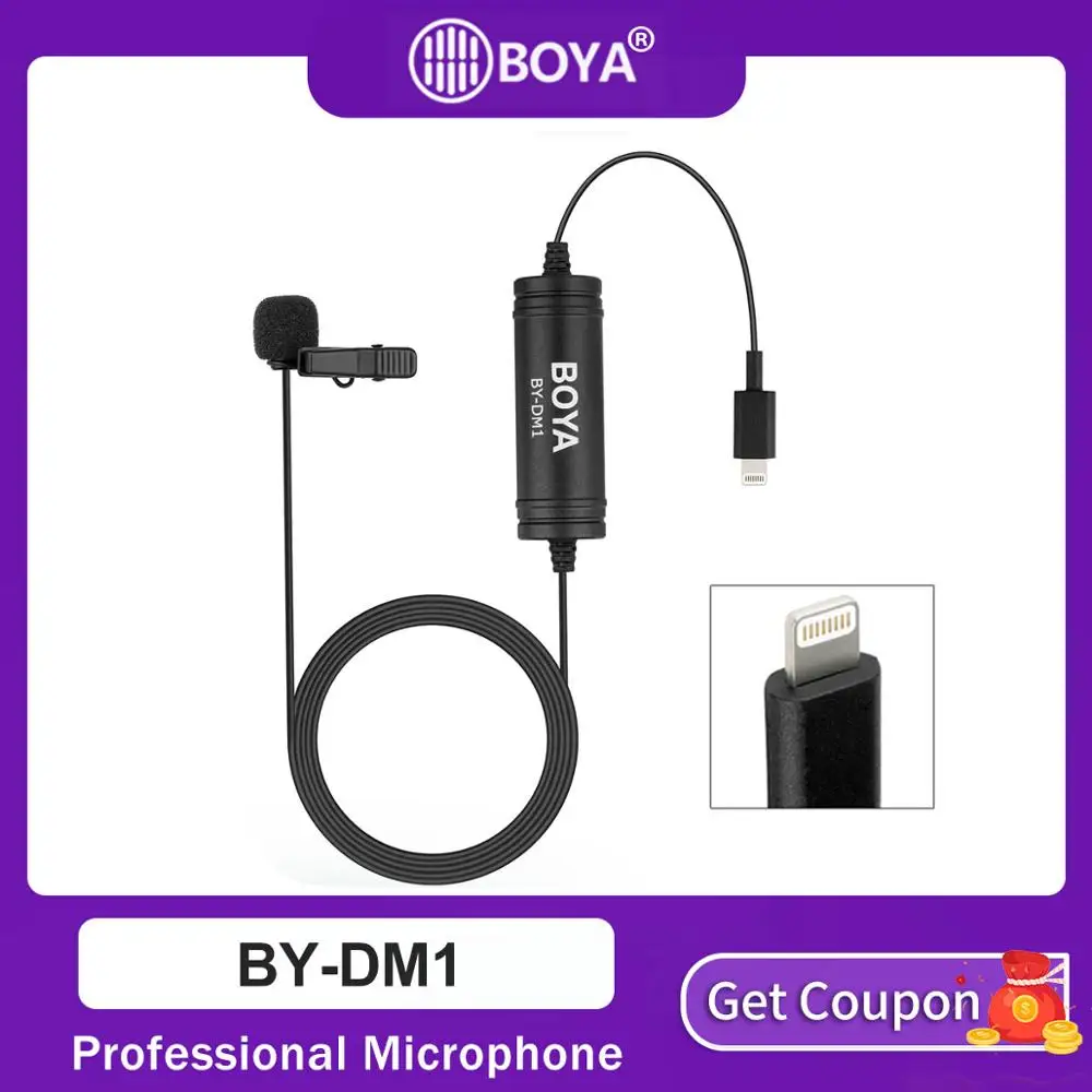 Boya By Dm1 Профессиональный петличный микрофон для Iphone X/8/8 Plus/7/7 Plus Ipad Mini 4/3/2 Pro Air 2 Ipod