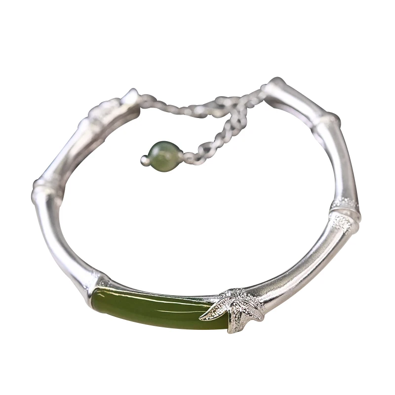 925 silver bracelet natural hetian jade section high ethnic style bamboo section bracelet adjustable opening bracelet bracelet 
925 silver bracelet natural hetian jade section high ethnic style bamboo section bracelet adjustable opening bracelet bracelet