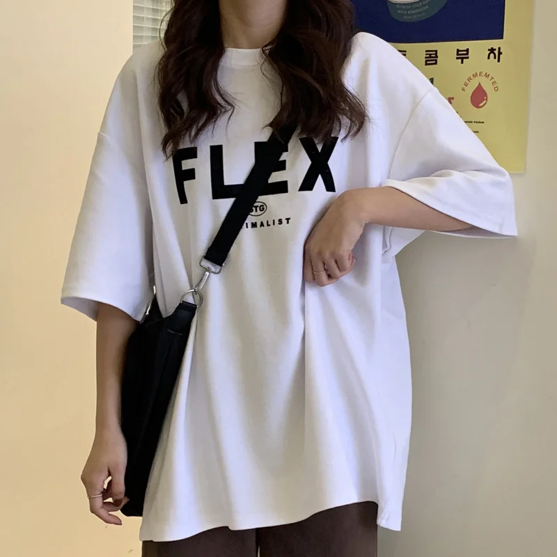 Фото Женская футболка с коротким рукавом в японском гонконгском стиле свободная