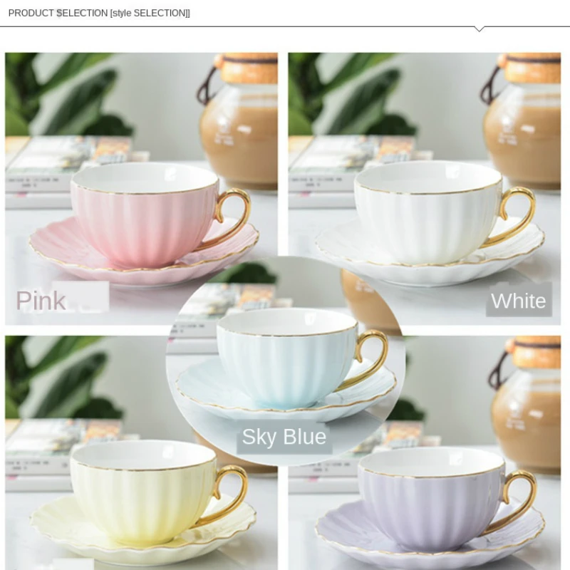 Pink Cute Creative Porcelain Cup and Saucer Ceramics Simple Tea Sets Modern Design Coffee Cups Tazas Para Cafe 
Pink Cute Creative Porcelain Cup and Saucer Ceramics Simple Tea Sets Modern Design Coffee Cups Tazas Para Cafe