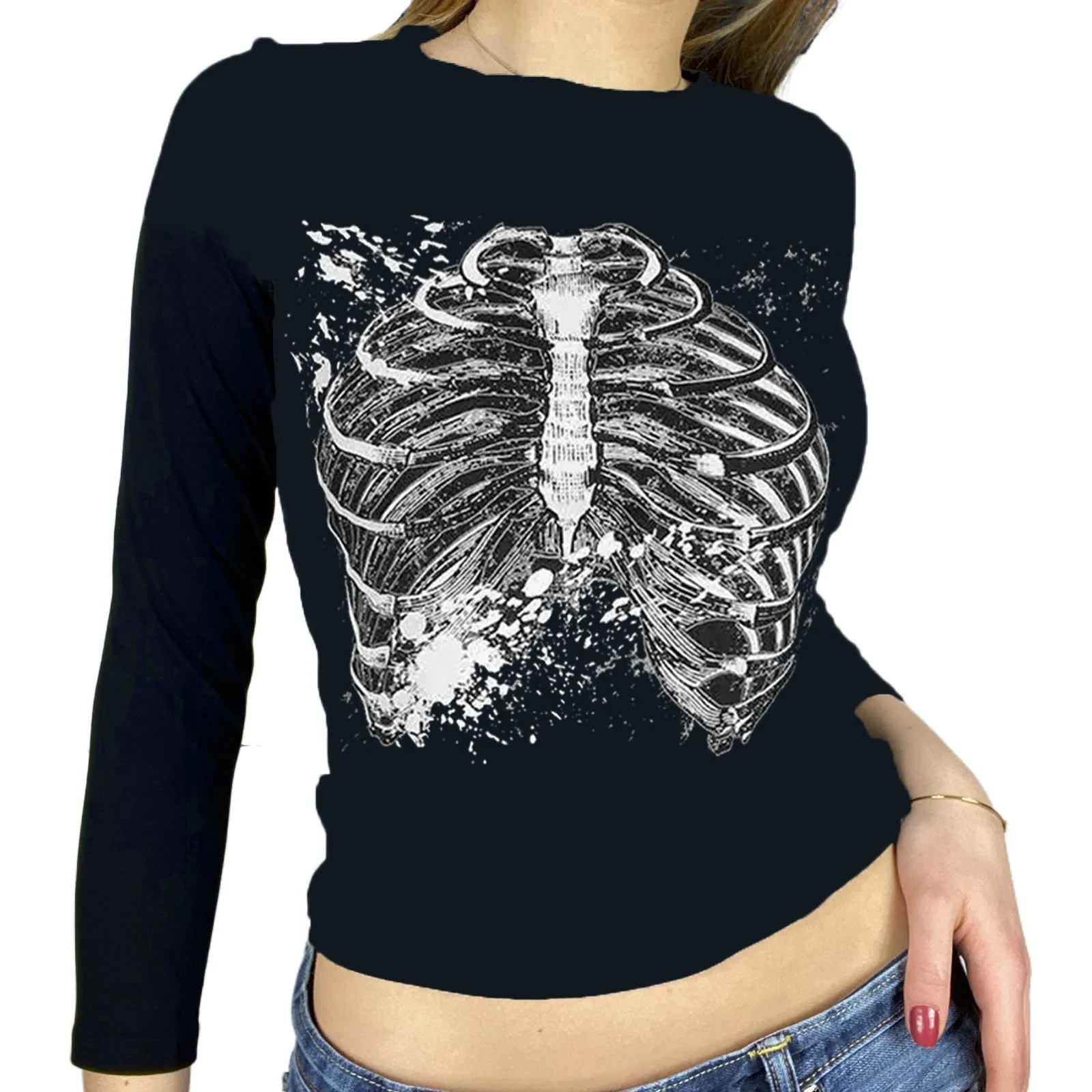 Skeleton Printed T-shirts For Women Slim Round Neck Long Sleeve Pullover Tops Female Casual Streetwear Clothes Tee Shirt Femme
Skeleton Printed T-shirts For Women Slim Round Neck Long Sleeve Pullover Tops Female Casual Streetwear Clothes Tee Shirt Femme