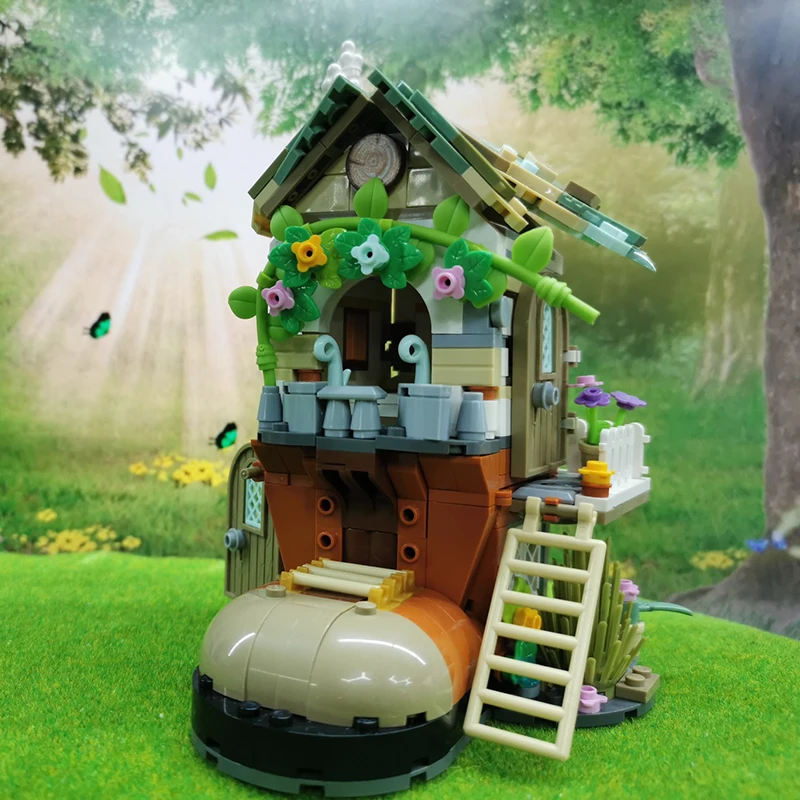 LOZ 1226 лесная кабина обувной дом кролик животное Цветочное дерево 3D модель сделай