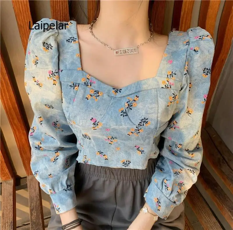 Korean Chic New Vintage Floral Printed Square Neck Blouse Women Short Slim Puff Long Sleeve Denim Shirts Fashion Casual
Korean Chic New Vintage Floral Printed Square Neck Blouse Women Short Slim Puff Long Sleeve Denim Shirts Fashion Casual