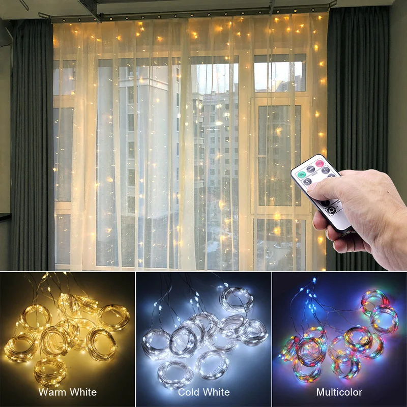 3M LED Fairy Lights Garland Curtain Lamp Remote Control USB String Lights garland ramadan Wedding Ramadan Decoration for Home 
3M LED Fairy Lights Garland Curtain Lamp Remote Control USB String Lights garland ramadan Wedding Ramadan Decoration for Home