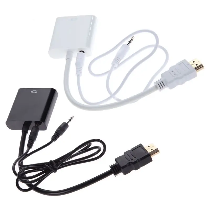 Топ 1080P Micro-HDMI/Mini HDMI/HDMI к VGA конвертер адаптер с аудио-видео кабелем черный и белый |