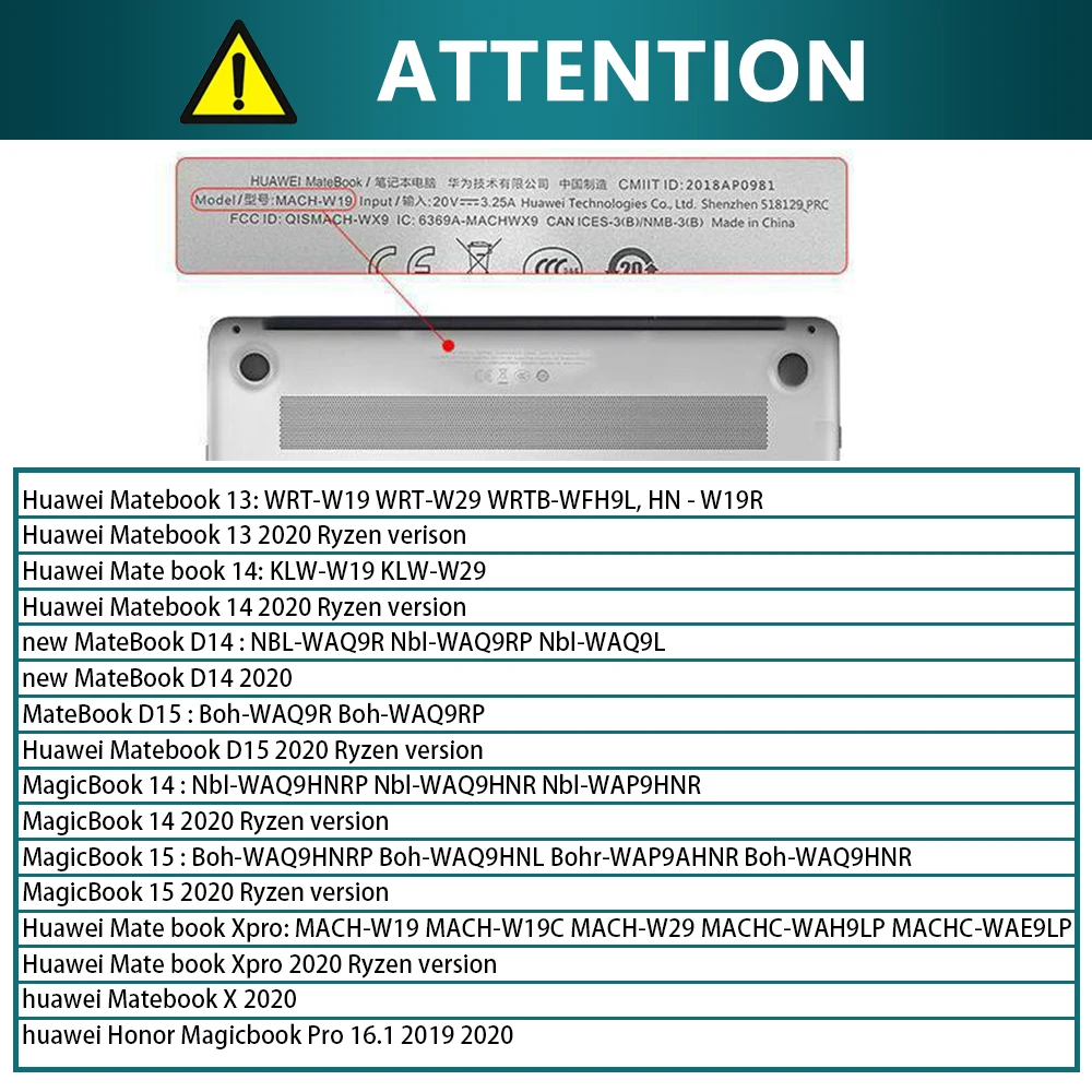 Чехол для ноутбука Huawei MateBook D14/D15/13/14/MagicBook 14/15/Pro 16 1/MateBook X Pro/X 2020 + чехол клавиатуры