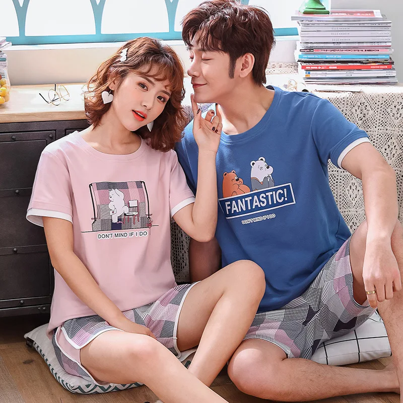 Summer Cotton Couple's Short-Sleeved Shorts Pajamas Cotton Men's and Women's Pullover Leisure Set sleepwear Couple's pajamas
Summer Cotton Couple's Short-Sleeved Shorts Pajamas Cotton Men's and Women's Pullover Leisure Set sleepwear Couple's pajamas