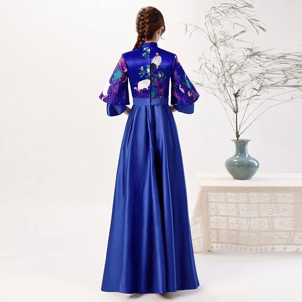 Temperament Blue Evening Party Dress Chinese Style Stage Show Dress Elegant A-line Hostess Dress Noble Patchwork Prom Dress S-3X
Temperament Blue Evening Party Dress Chinese Style Stage Show Dress Elegant A-line Hostess Dress Noble Patchwork Prom Dress S-3X