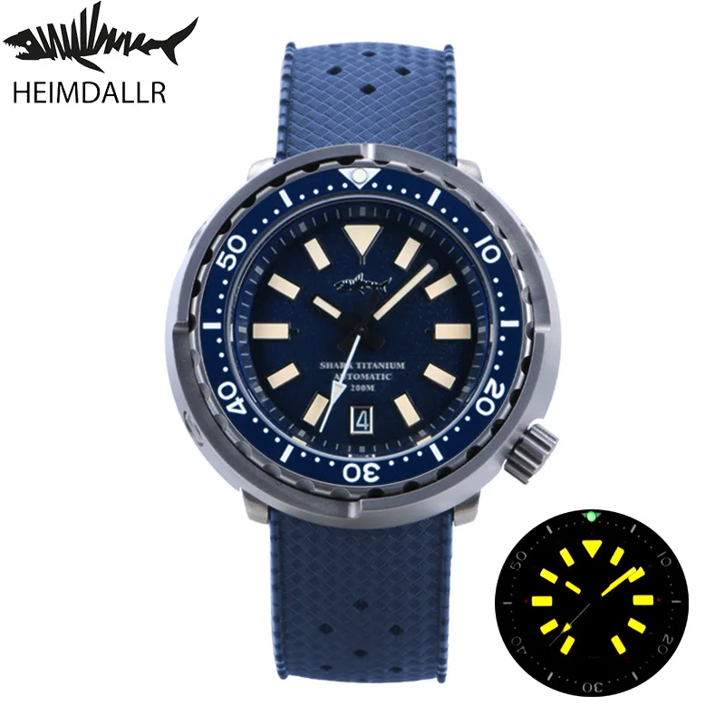 

Heimdallr Blue Texture Dial Sapphire Titanium Case NH35 Automatic Movement Men's SBBN Tuna Can Diver Watch Retro Luminous 20Bar