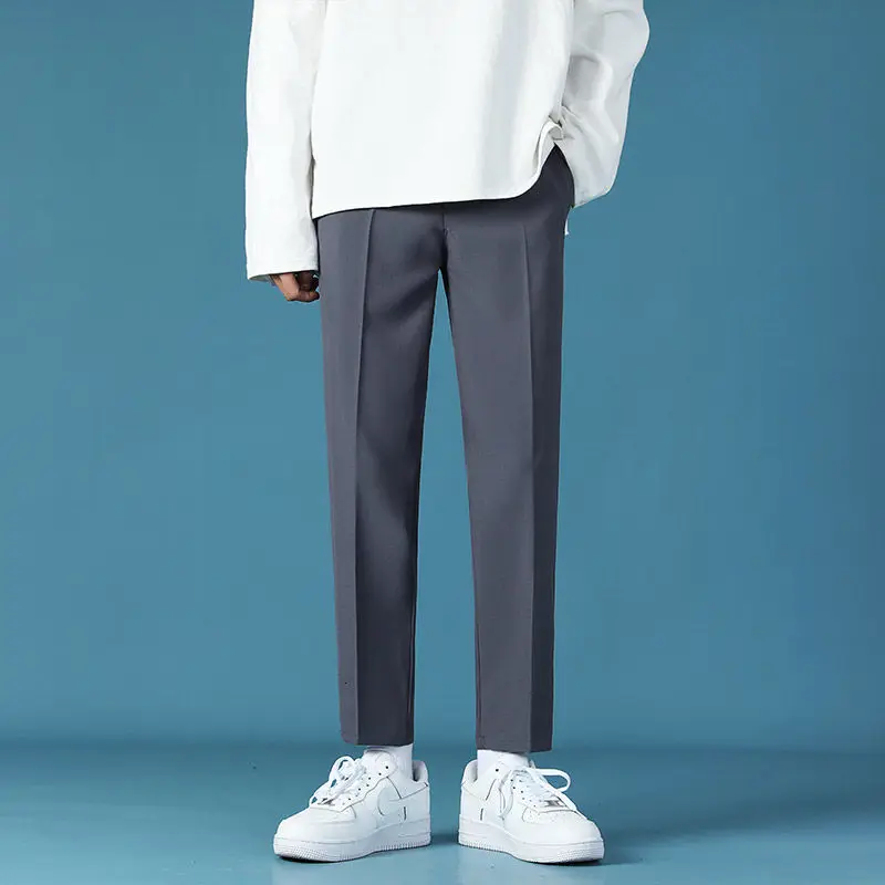 Dress Pants Men Point Small Foot Suit Trousers Black Gray Vertical Sense Straight Tube Loose New Fashion College Package Mail
Dress Pants Men Point Small Foot Suit Trousers Black Gray Vertical Sense Straight Tube Loose New Fashion College Package Mail
