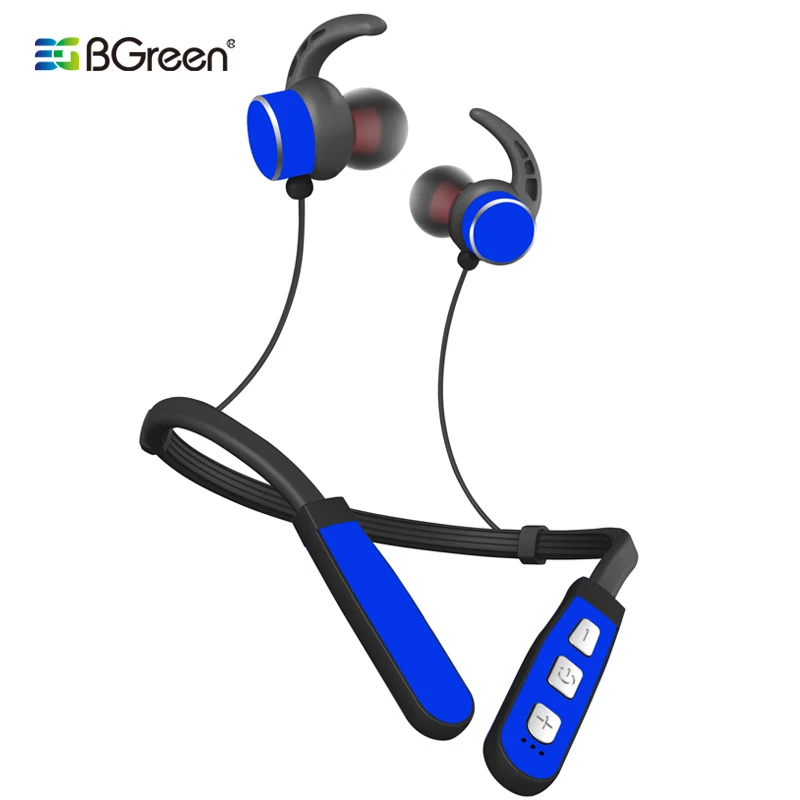 BGreen Bluetooth спортивные наушники Беспроводной мягкие шейным Спорт стерео гарнитура