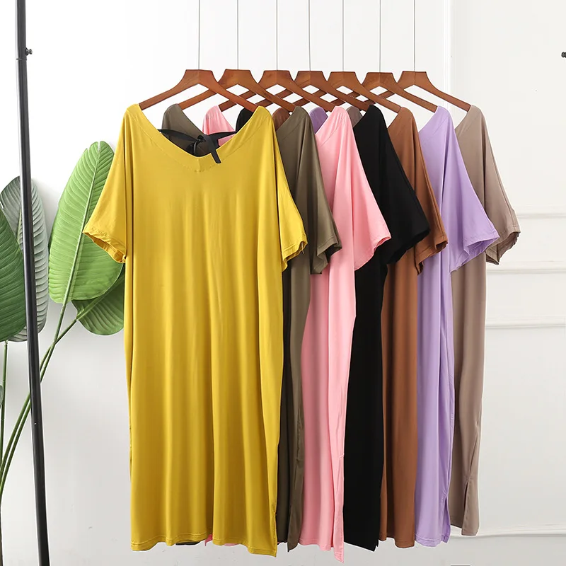 Summer Sleepwear Dress Women Nightgown Loose Modal Nighties Sexy Nightwear Women V-Neck Short Sleeve Home Clothes Dresses
Summer Sleepwear Dress Women Nightgown Loose Modal Nighties Sexy Nightwear Women V-Neck Short Sleeve Home Clothes Dresses