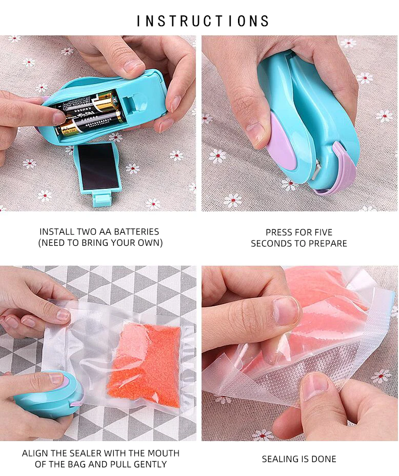 Mini Portable Heat Sealer VANFOND Bag Clip Plastic Sealing Machine Packaging Bags Storage in the Kitchen
Mini Portable Heat Sealer VANFOND Bag Clip Plastic Sealing Machine Packaging Bags Storage in the Kitchen