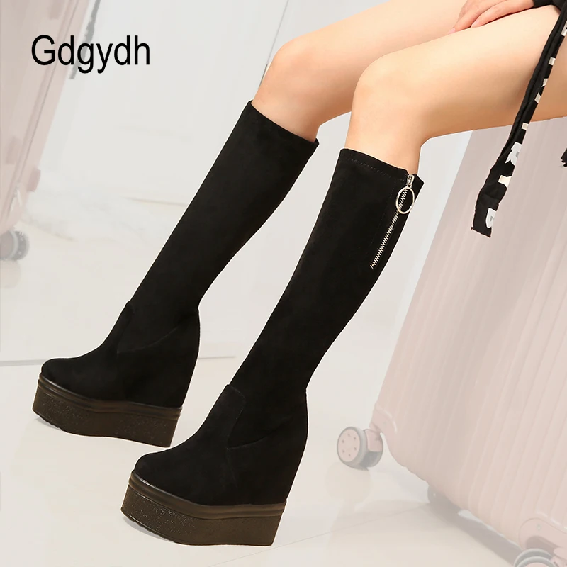 Gdgydh Women's Winter Shoes Boots Black Height Increasing Fashion Zipper High Platform Long Boots Suede Warm Plush Drop Shipping
Gdgydh Women's Winter Shoes Boots Black Height Increasing Fashion Zipper High Platform Long Boots Suede Warm Plush Drop Shipping