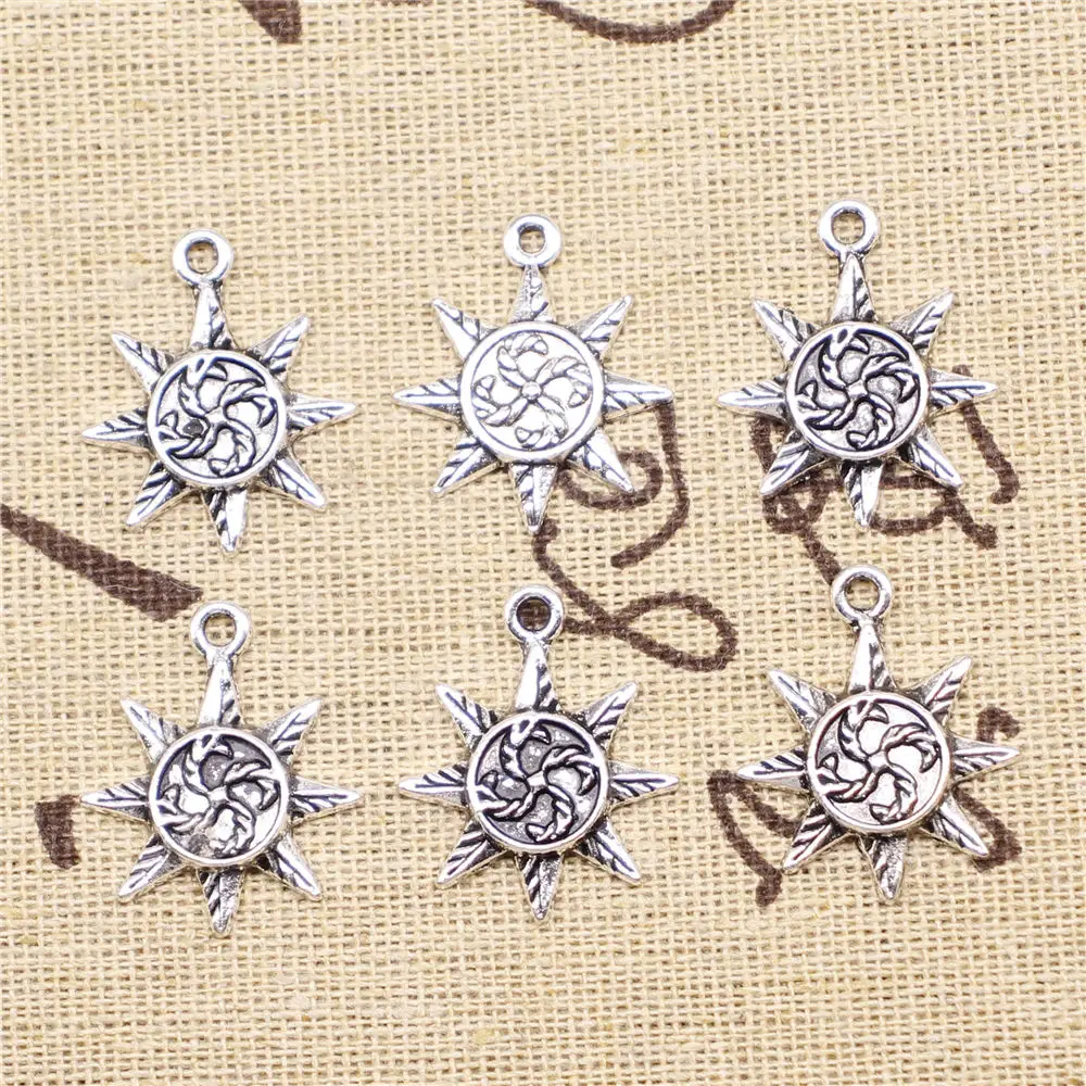 Charm For Making Jewelry Pendants Antique Silver Color Sun 23x18mm 5pcs 
Charm For Making Jewelry Pendants Antique Silver Color Sun 23x18mm 5pcs