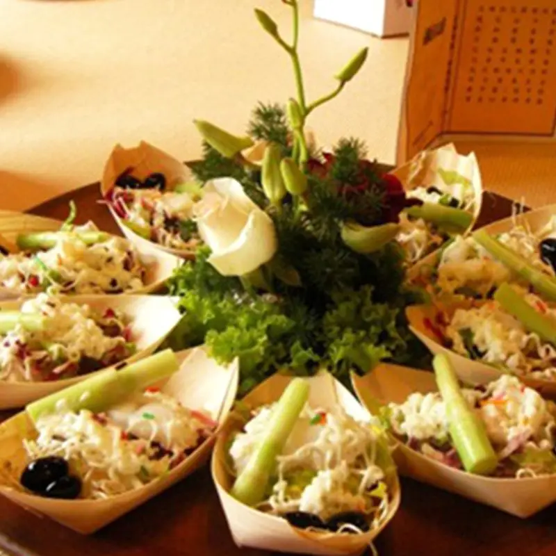 Одноразовые Деревянные пищевые лодки Compostable сервировочные подносы тарелки для