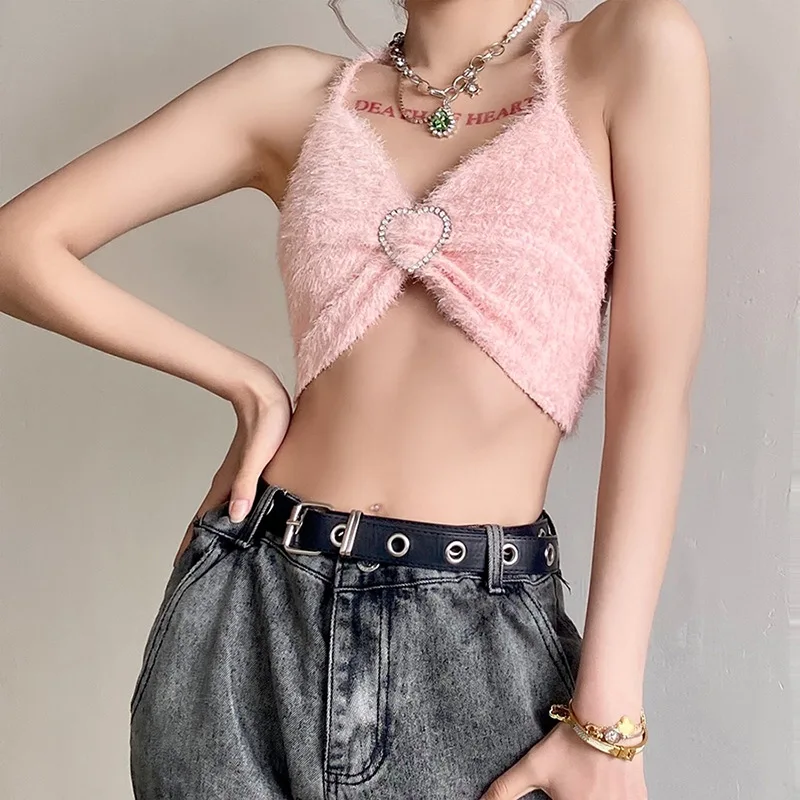 Tank Tops Sexy Tee Harajuku Summer Diamond Buckle Hanging Neck Halter Wrapped Chest Ladies Street Casual Fashion New Women
Tank Tops Sexy Tee Harajuku Summer Diamond Buckle Hanging Neck Halter Wrapped Chest Ladies Street Casual Fashion New Women