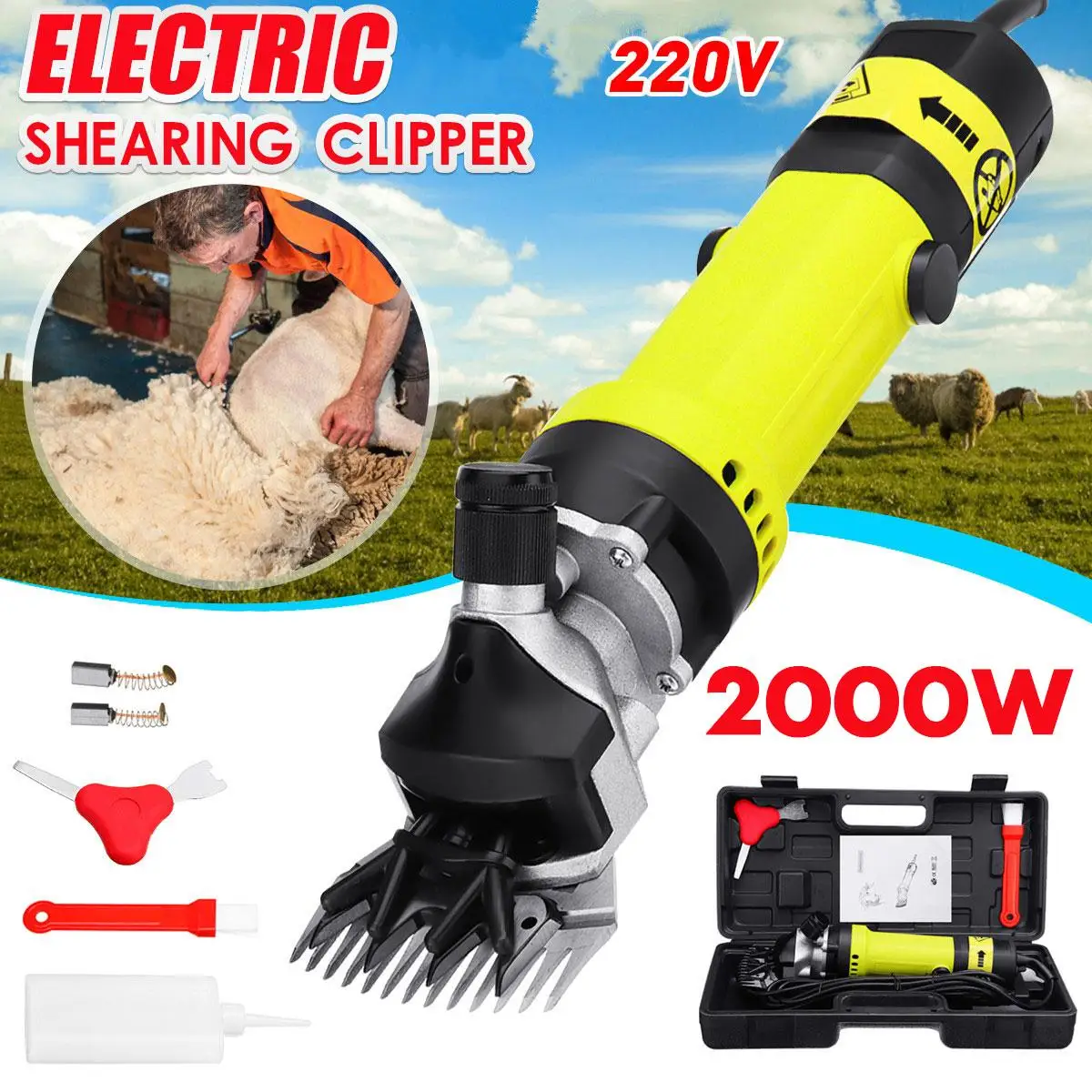 2000W 220V Electric 6 Gears Speed Sheep Goat Shearing Machine Clipper Farm Shears Cutter Wool Scissor Cut Machine With Box
2000W 220V Electric 6 Gears Speed Sheep Goat Shearing Machine Clipper Farm Shears Cutter Wool Scissor Cut Machine With Box