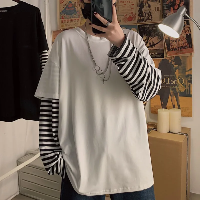 Long Sleeve Fake Two-piece T Shirt Striped Big Shirts Men Clothing Men Fashion 2020 New Oversized Tees Clothes Tshirt
Long Sleeve Fake Two-piece T Shirt Striped Big Shirts Men Clothing Men Fashion 2020 New Oversized Tees Clothes Tshirt