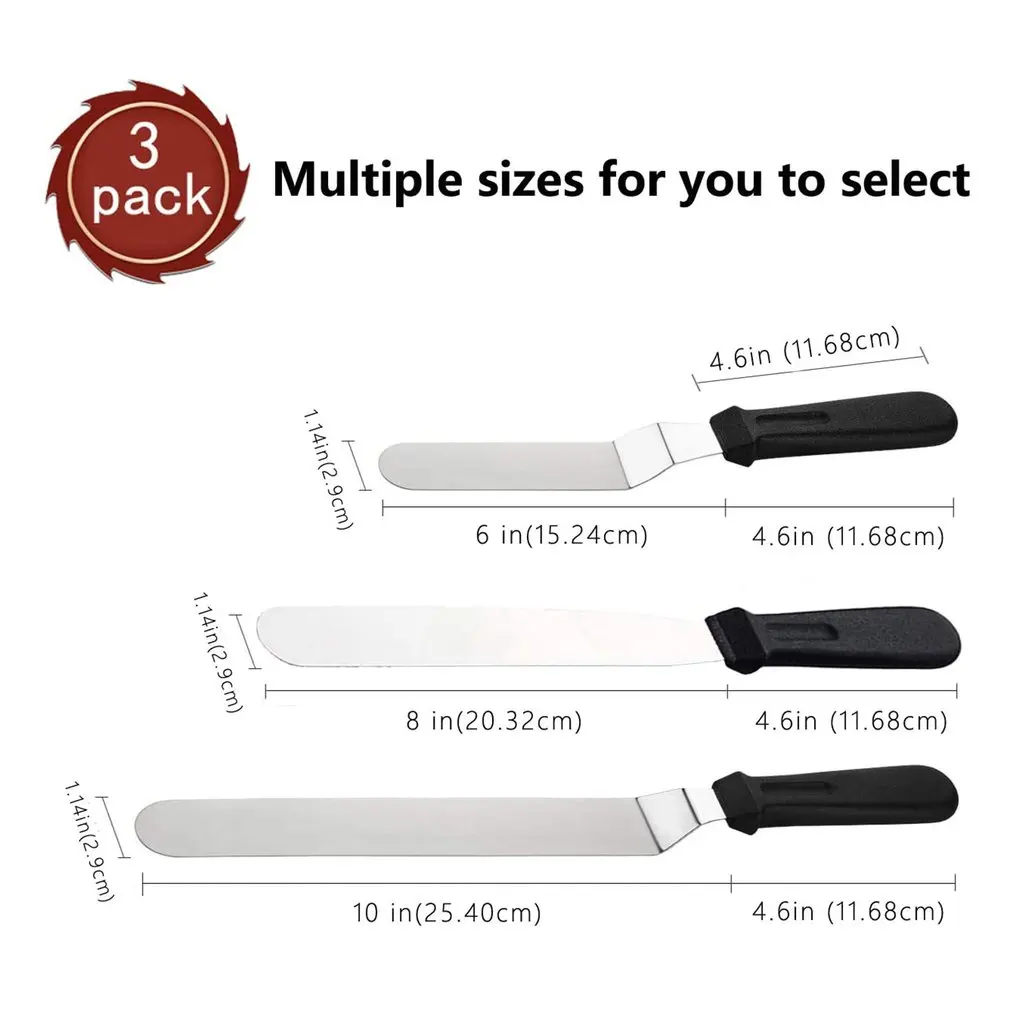 3pcs Icing Spatula Metal Stainless Steel Butter Cake Cream Knife Spatula For Kitchen Cake Frosting Baking Decorating
3pcs Icing Spatula Metal Stainless Steel Butter Cake Cream Knife Spatula For Kitchen Cake Frosting Baking Decorating