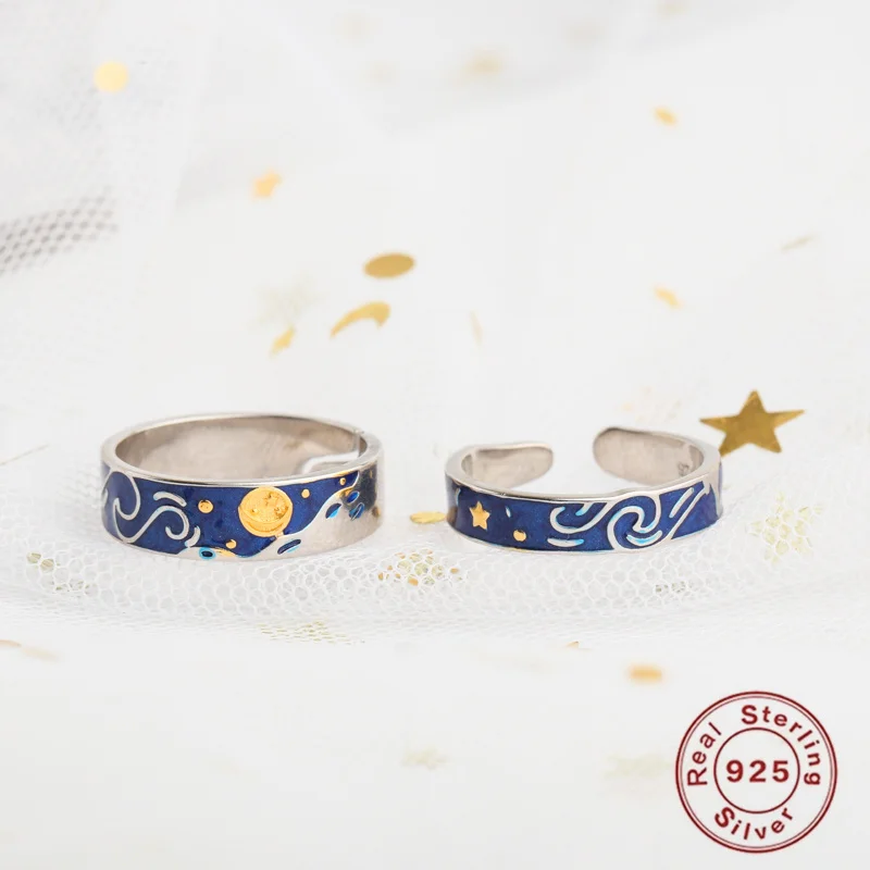 S925 Van Gogh Starry Sky Ring Romantic Opening Couple Ring Jewelry Accessories Valentine Anniversaries Gift 2021 Pop Jewelry 
S925 Van Gogh Starry Sky Ring Romantic Opening Couple Ring Jewelry Accessories Valentine Anniversaries Gift 2021 Pop Jewelry