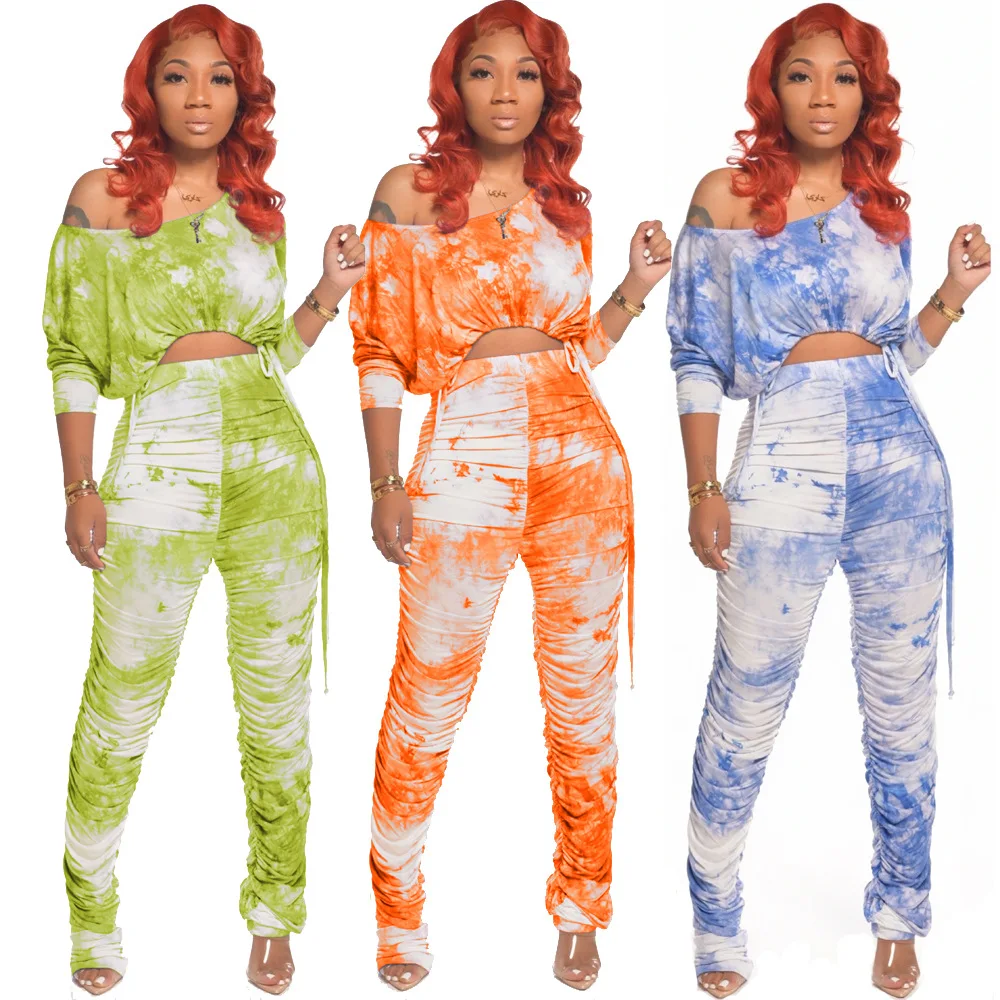 Casual Women Print Tie Dye Tracksuit Two Piece Set Crop Top And Long Pants Pleated Joggers Tracksuit Matching Set For Women
Casual Women Print Tie Dye Tracksuit Two Piece Set Crop Top And Long Pants Pleated Joggers Tracksuit Matching Set For Women