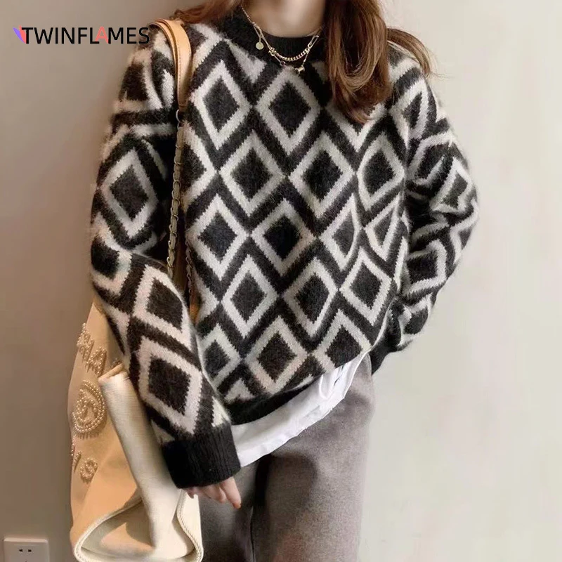 TWINFLAMES Women's Round Neck Long Sleeve Sweater Vintage Female Pullover Fall Winter Korean Jumpers Loose Casual Knitwear Tops
TWINFLAMES Women's Round Neck Long Sleeve Sweater Vintage Female Pullover Fall Winter Korean Jumpers Loose Casual Knitwear Tops