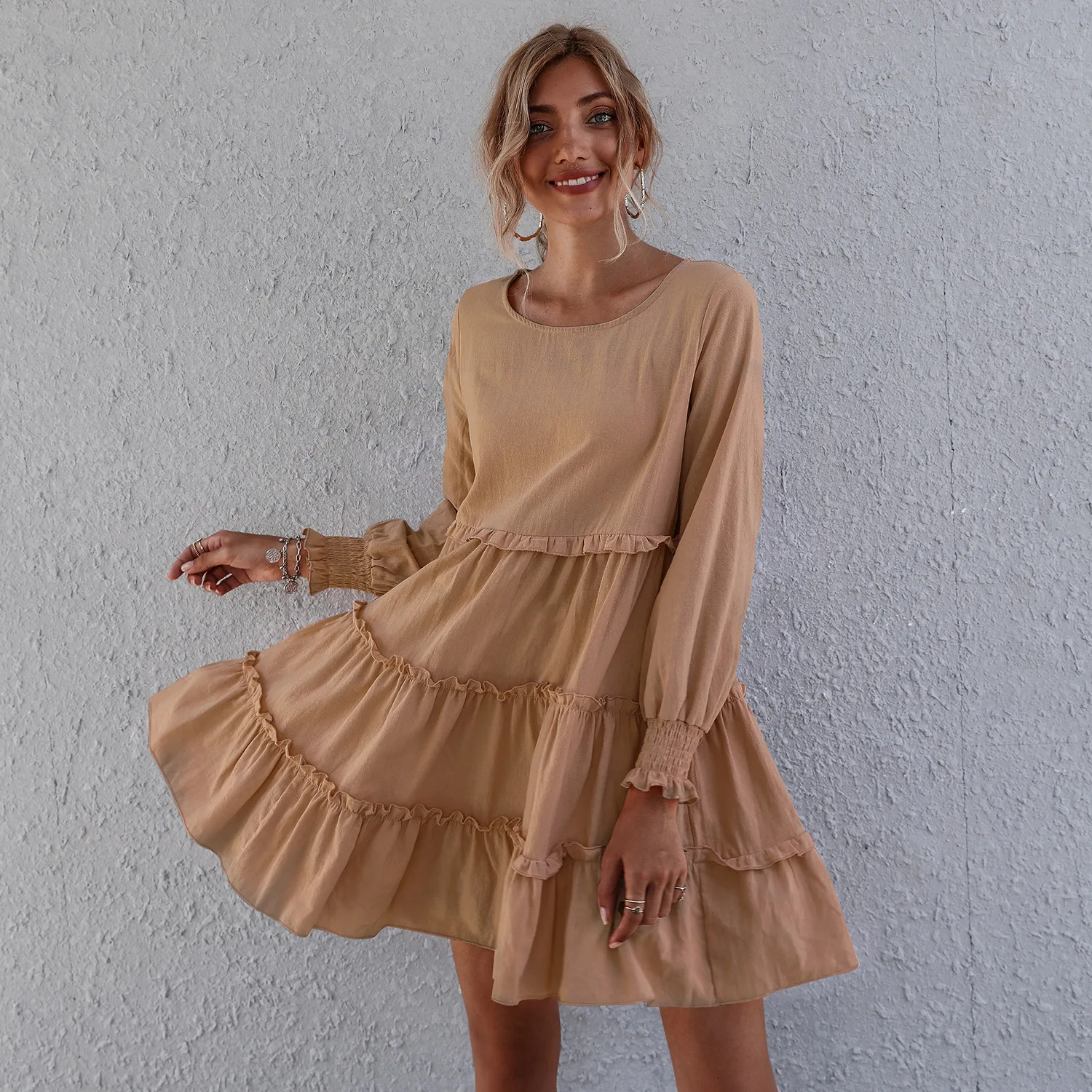 2021 Spring Summer New Fashion Ladies Dress Fold O Neck Casual Long SLeeve High Waist Cupcake Female Sexy Dress
2021 Spring Summer New Fashion Ladies Dress Fold O Neck Casual Long SLeeve High Waist Cupcake Female Sexy Dress