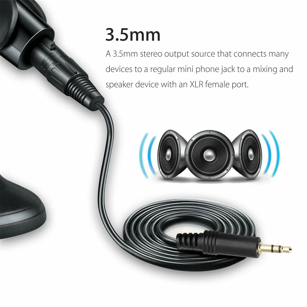 10FT / 3M 3.5mm To XLR 3-Pin Male/Female Plug Microphone Mic Cable For Phone Laptop Audio Cable 822#2
10FT / 3M 3.5mm To XLR 3-Pin Male/Female Plug Microphone Mic Cable For Phone Laptop Audio Cable 822#2