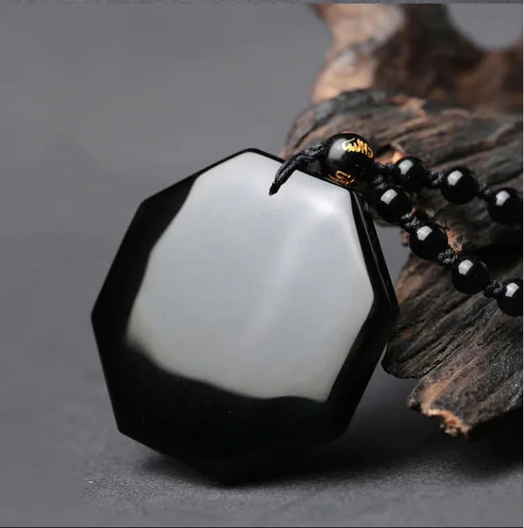 Black Obsidian Bagua Necklace Pendant Yin Yang Jade Jewelry With Beads Chain Drop Ship Men's | Украшения и аксессуары