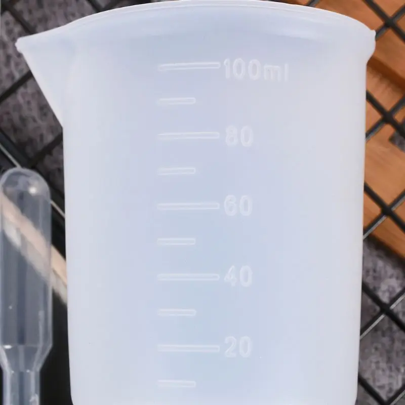14Pcs Silicone Mixing Cups Epoxy Resin Silicone Measuring Cups 100ml Plastic Droppers Pipettes Jewelry Making Tools