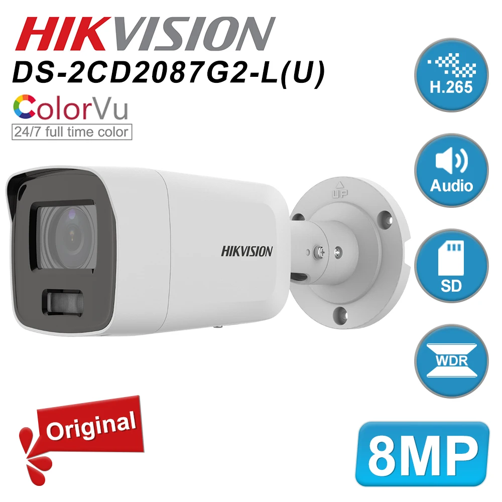Hikvision DS-2CD2087G2-LU 4K 8MP ColorVu Bullet сетевая камера, классификация людей и автомобилей POE IP-камера с микрофоном H.265 +
Hikvision DS-2CD2087G2-LU 4K 8MP ColorVu Bullet сетевая камера, классификация людей и автомобилей POE IP-камера с микрофоном H.265 +