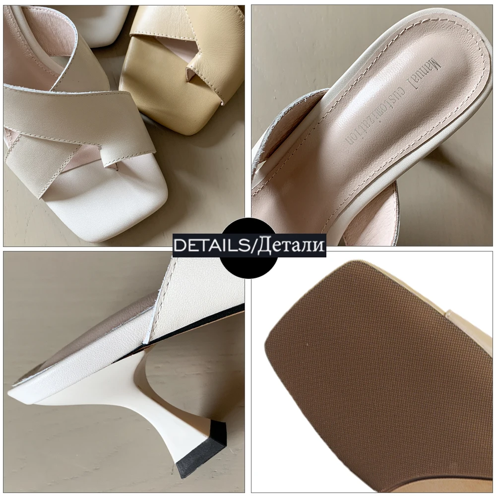 ISNOM Fashion Ladies Slippers Genuine Leather High Heels Summer Slides Shoes Woman Flip Flops Cross Strap Mules Dress Shoe Women
ISNOM Fashion Ladies Slippers Genuine Leather High Heels Summer Slides Shoes Woman Flip Flops Cross Strap Mules Dress Shoe Women