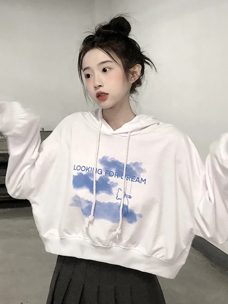 White Hooded Sweater Women's Spring And Autumn Thin Section 2021 New Korean Style Chic Design Sense Niche Short Top
White Hooded Sweater Women's Spring And Autumn Thin Section 2021 New Korean Style Chic Design Sense Niche Short Top