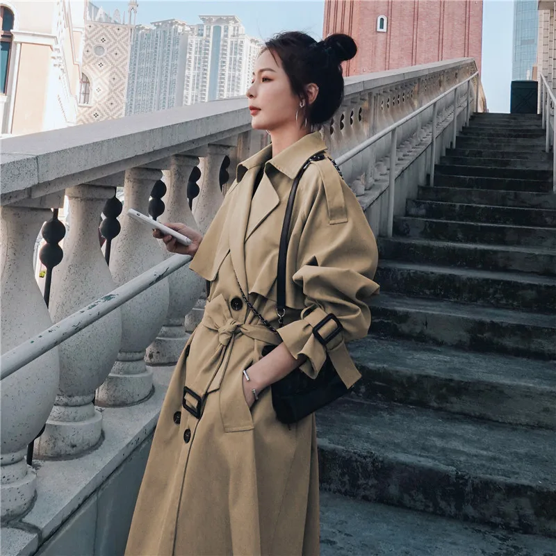 Elegant WomanTrench Coat Autumn Winter Loose Long Double-Breasted With Belt Coat Female Lady Casual Long Windbreaker
Elegant WomanTrench Coat Autumn Winter Loose Long Double-Breasted With Belt Coat Female Lady Casual Long Windbreaker