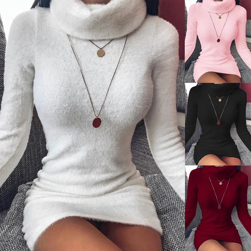 Autumn and Winter Women's High Neck Long Sleeves Slim Thin Hip Dress Warm Sweater
Autumn and Winter Women's High Neck Long Sleeves Slim Thin Hip Dress Warm Sweater