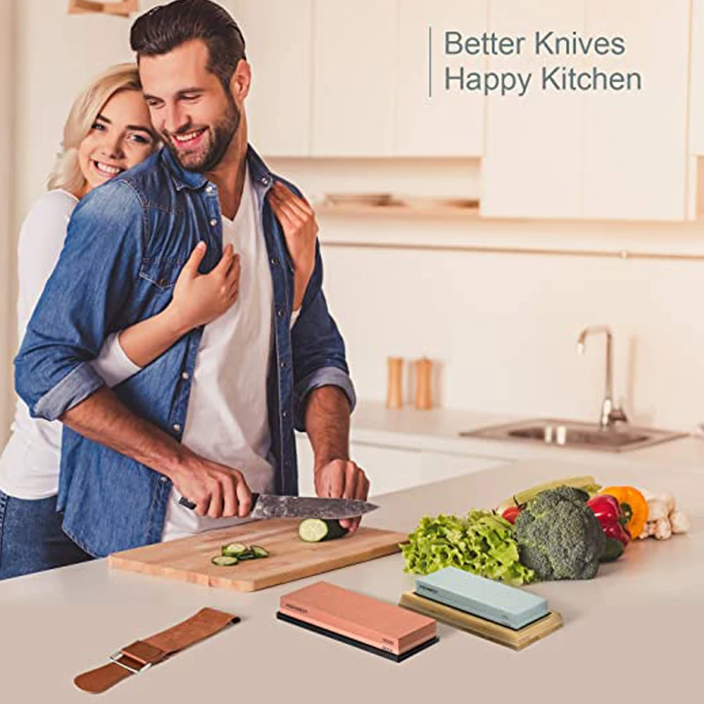 Sharpening Stone Kit Whetstone 2 Side Grit 400/1000 3000/8000 Professional Kitchen Knife Sharpener Stone Set
Sharpening Stone Kit Whetstone 2 Side Grit 400/1000 3000/8000 Professional Kitchen Knife Sharpener Stone Set