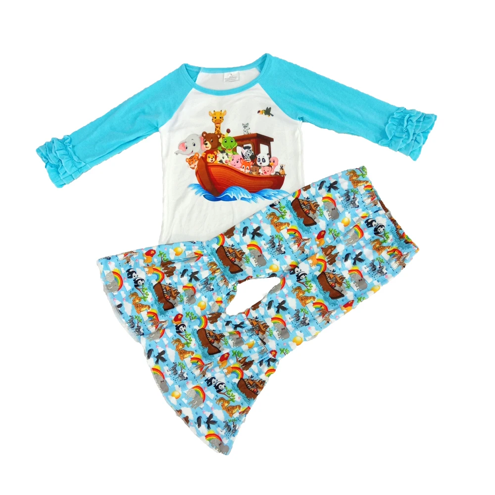 fall long sleeve outfit for kids blue icing ruffle sleeve match cartoon pattern shirt and bell pants set girl cute 2pcs set
fall long sleeve outfit for kids blue icing ruffle sleeve match cartoon pattern shirt and bell pants set girl cute 2pcs set