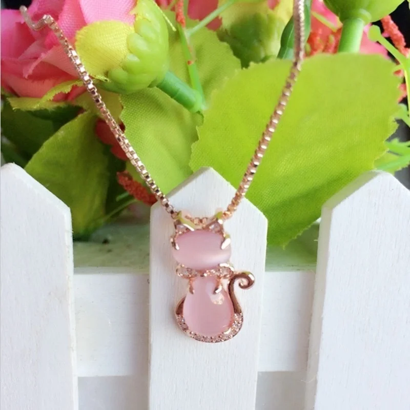 Ожерелье с милым котом розовое ювелирное изделие для девочек Подарочное