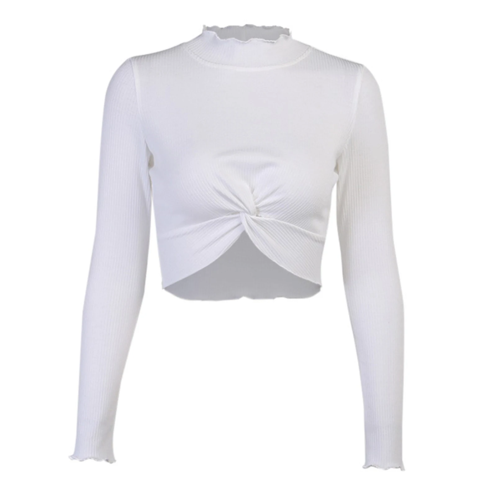 Women Solid Color Wavy Mock Neck Long Sleeve Knot Hem Slim Blouse Short Knitwear woman fashion2020 elegant summer
Women Solid Color Wavy Mock Neck Long Sleeve Knot Hem Slim Blouse Short Knitwear woman fashion2020 elegant summer