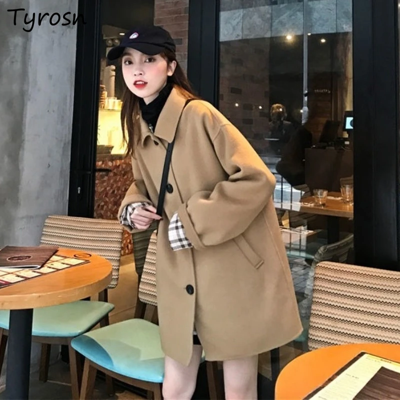 Women Winter Cloth Woolen Blends Chic Fashion Loose Fashion Harajuku Preppy Style Students Khaki Black Ulzzang Vintage Casual
Women Winter Cloth Woolen Blends Chic Fashion Loose Fashion Harajuku Preppy Style Students Khaki Black Ulzzang Vintage Casual