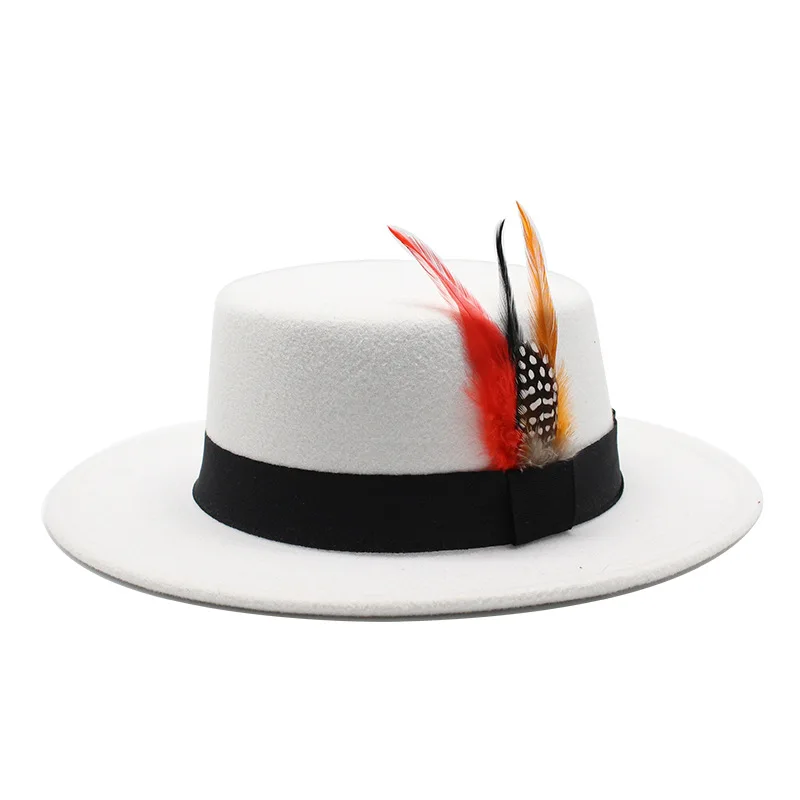 

winter Women Wool Felt Hats White Wide Brim Fedoras for Wedding Party Church Hats Pork Pie Fedora Hat Floppy Derby Triby Hats